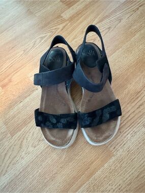 Sofft Black Suede Ankle-Strap Sandals